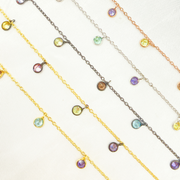 Multi Color Cubic Zirconia 4mm Round Shape Dangle Chain.